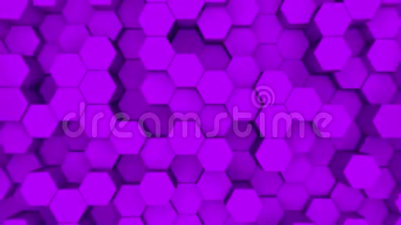 抽象紫色六边形运动背景3D动画的紫色六边形上升和下降视频的预览图