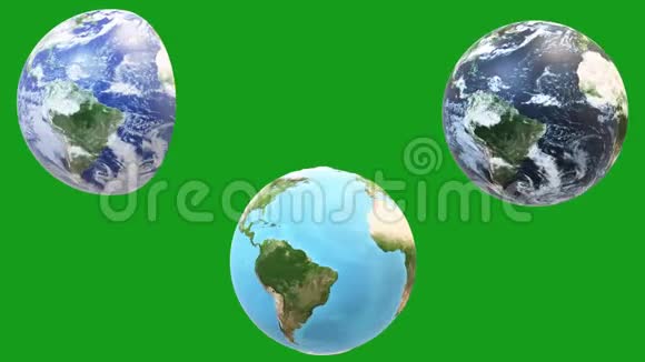 旋转地球与绿色屏幕背景视频的预览图
