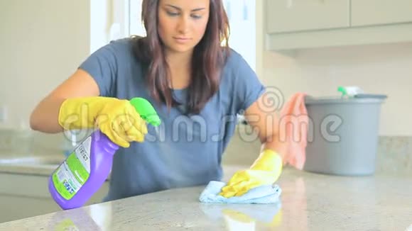 女人清洁工作视频的预览图