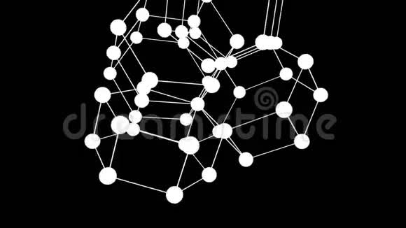 周围具有丛状结构的旋转颗粒形成的分子化合物的运动抽象几何视频的预览图