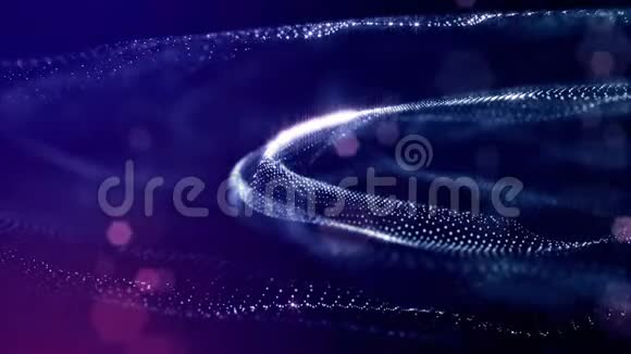 发光粒子形成科幻宇宙背景循环三维动画蓝纹3视频的预览图