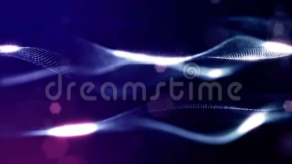 发光粒子形成科幻宇宙背景循环三维动画蓝色弧形线条2视频的预览图