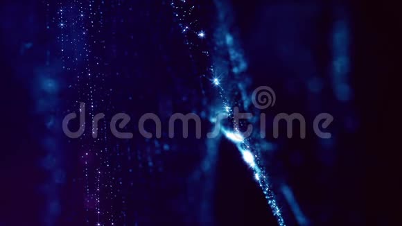 发光粒子形成科幻宇宙背景循环三维动画蓝色圆点2视频的预览图