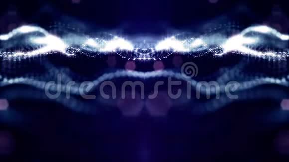发光粒子形成科幻宇宙背景循环三维动画蓝色对称结构5岁视频的预览图