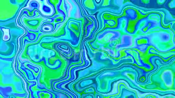 全高清无缝循环视频水彩溅液体效果彩色霓虹蓝绿色视频的预览图