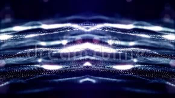 发光粒子形成科幻宇宙背景循环三维动画蓝色对称结构视频的预览图