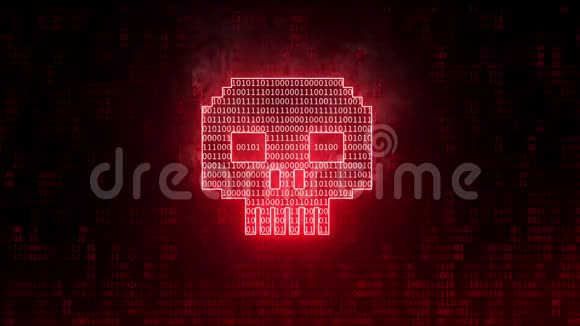 红色头骨说明网络安全问题因特网安全概念或计算机黑客概念视频的预览图
