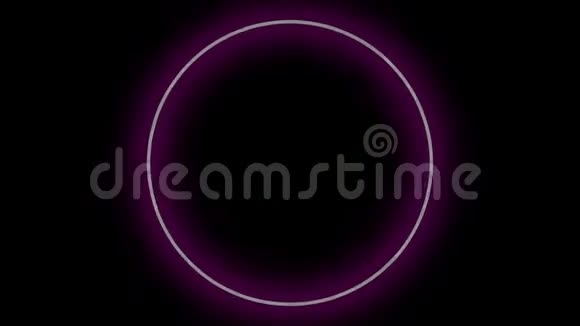 黑色背景上的紫色霓虹灯圈有节奏地出现并消失循环录像运动图形视频的预览图