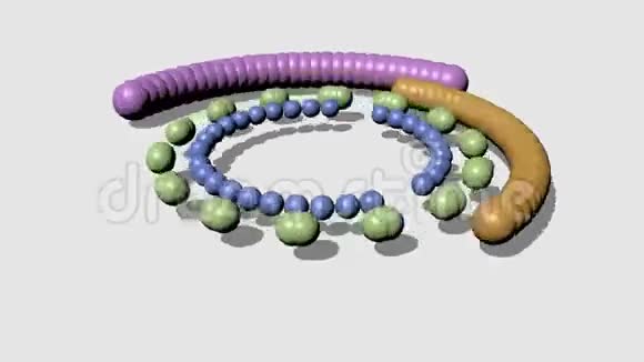美丽的糊状彩色珠子在白色背景上围成圆圈移动3D视频摘要背景视频的预览图
