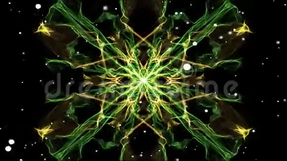 浅绿色对称分形图案白色飞行灯冥想和获得权力的曼陀罗视频的预览图