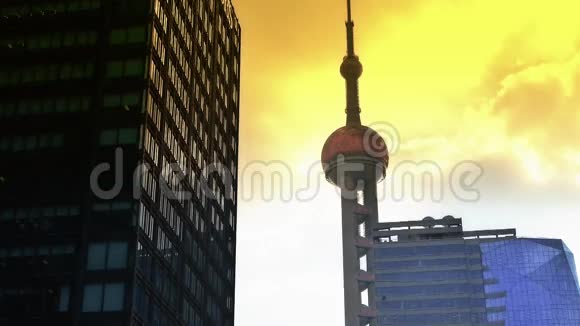 上海东方明珠电视塔日落视频的预览图
