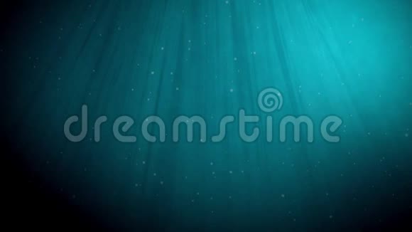 深蓝大海下美丽的灯光反射窗帘和气泡动画三维渲染视频的预览图