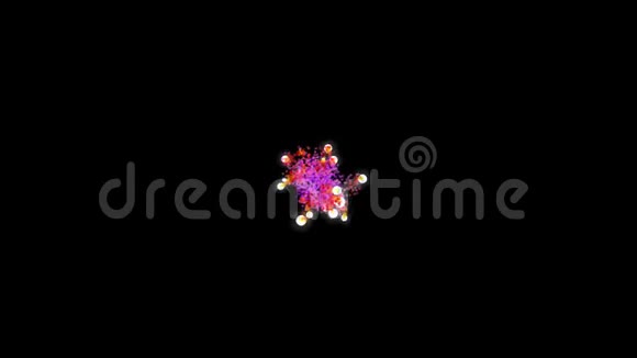 释放粉红色粒子的球组的运动从左到右3个运动圆周运动和运动视频的预览图