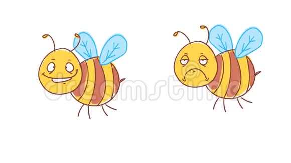 蜜蜂又高兴又不高兴有趣的角色阿尔法通道视频的预览图