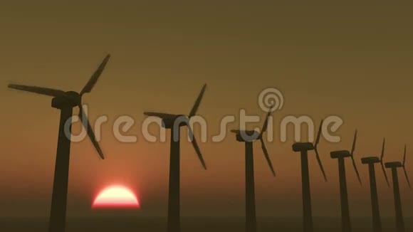 风力涡轮机清洁在日出时间绿色风能新的动力视频的预览图