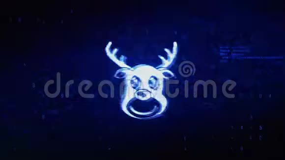 圣诞驯鹿圣诞鹿符号数字像素噪音错误动画视频的预览图
