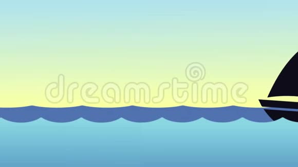 日落时横渡大海的船影动画视频的预览图