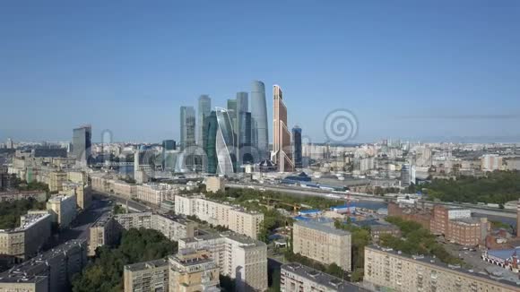 莫斯科市区摩天大楼鸟瞰莫斯科市办公商务中心莫斯科城的塔视频的预览图