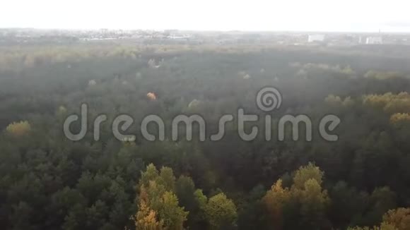 秋天的雨和太阳在马祖里诺公园上空视频的预览图