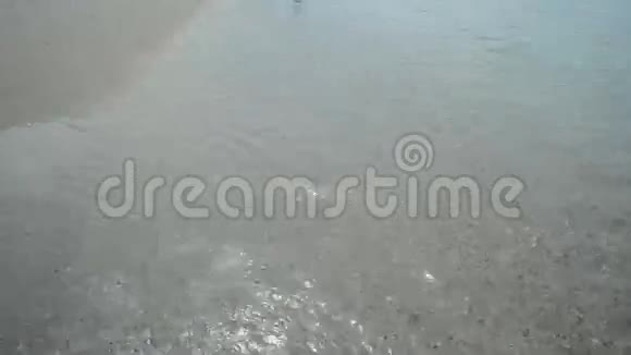 沙滩上的海浪和潮湿的沙子海洋海岸海滩没有人清澈的水小波浪美丽的海滩视频的预览图