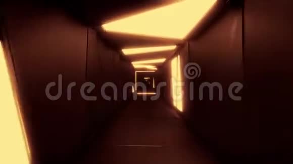 高度抽象的设计隧道走廊与发光图案三维插图现场壁纸运动背景视频的预览图