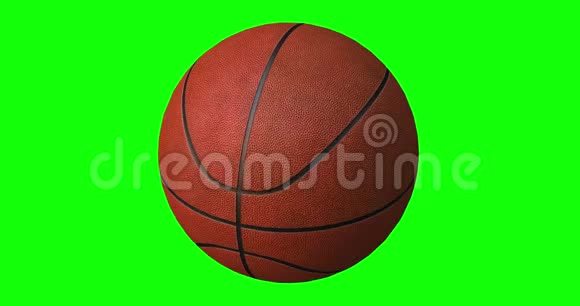 篮球球在绿色屏幕上无缝旋转视频的预览图