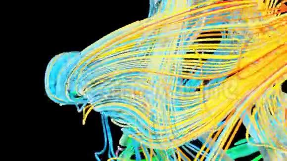 流动的彩色曲线与阿尔法视频的预览图