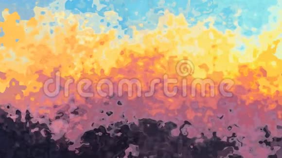 彩色彩色彩色彩色彩色无缝环视频水彩花效果彩色深紫紫色橙黄色天空bl视频的预览图