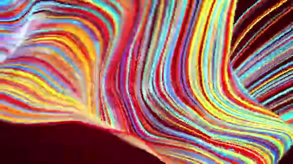 彩色的曲线在红色背景上流动视频的预览图