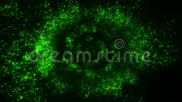 绿色发光粒子波浪循环抽象运动背景视频的预览图