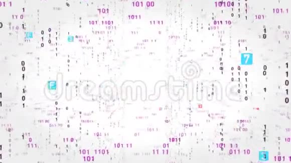 数字飞二进制代码背景循环数据二进制码网络4K环动画白色视频的预览图