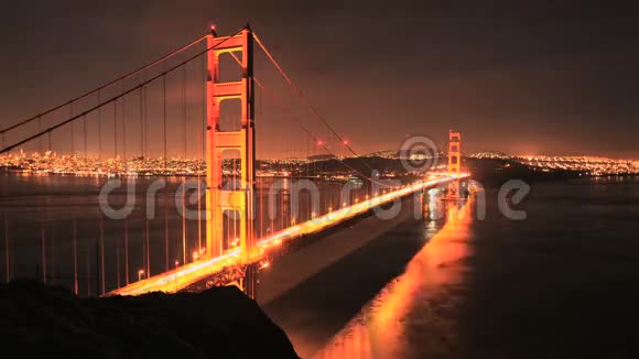 金门桥旧金山之夜的时间流逝剪辑3视频的预览图