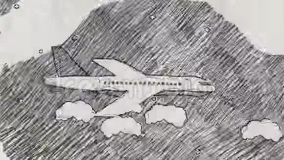 用铅笔画飞机飞行草图视频的预览图