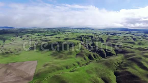 青山和草地的美丽景观视频的预览图
