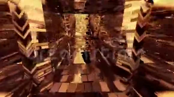中年风格的反射性幻想地牢隧道走廊与砖块纹理三维插图运动背景视频的预览图