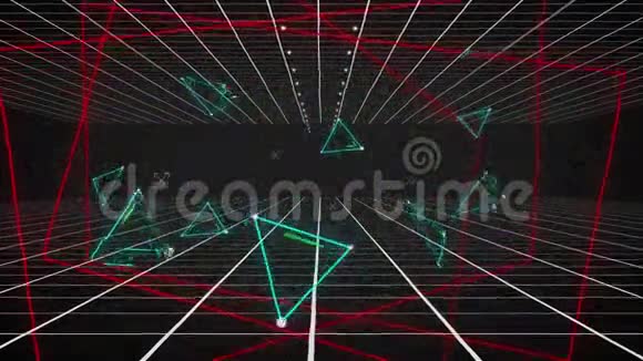 在移动的网格上用蓝色三角形和红线来表示视频的预览图