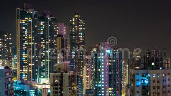 香港生活公寓楼屋顶全景图4k时间流逝视频的预览图