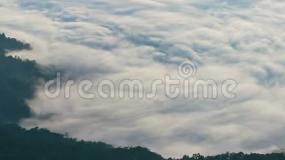 早晨雾在山上移动时间流逝视频的预览图