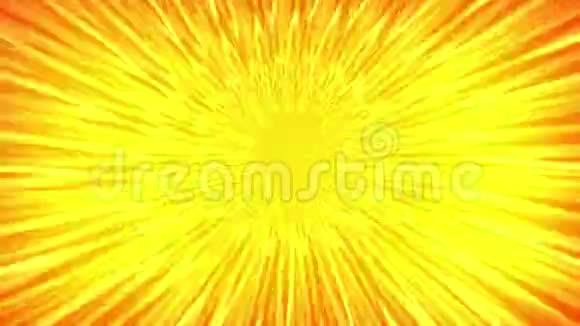太阳闪闪发亮抽象光隧道动画用黄色和红色光线抽象运动背景视频的预览图