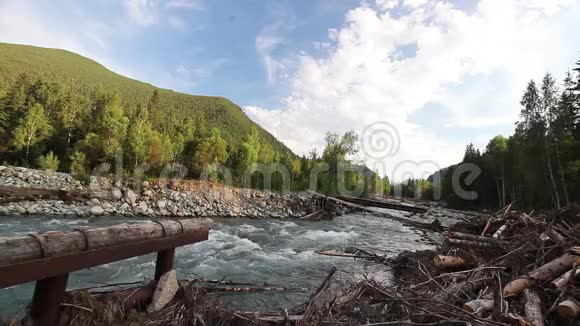 自然保护区山河阿尔泰山的美丽景观粗糙的河流自由的概念视频的预览图