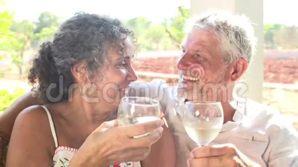 成熟情侣一起喝酒的慢镜头视频的预览图