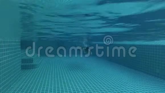 活泼的年轻人在游泳池水下观景假期暑期时间操作摄像机视频的预览图