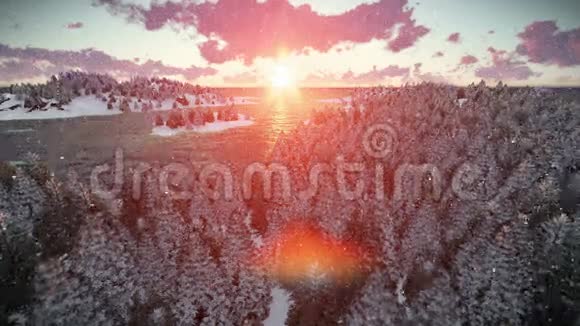 林山海上日出大雪纷飞视频的预览图
