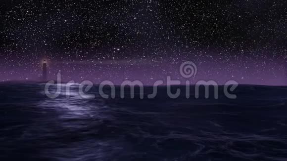 海洋灯塔和星星无限循环视频的预览图