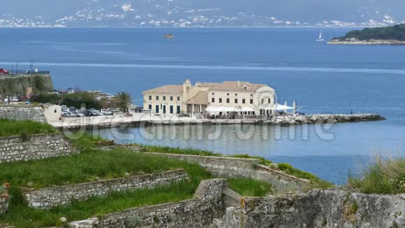 古科尔福镇城市景观希腊从老堡到Kerkyra镇视频的预览图