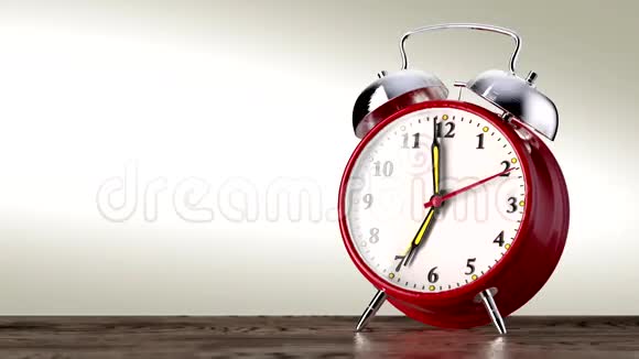 白色背景上的老式红色闹钟时间概念视频的预览图
