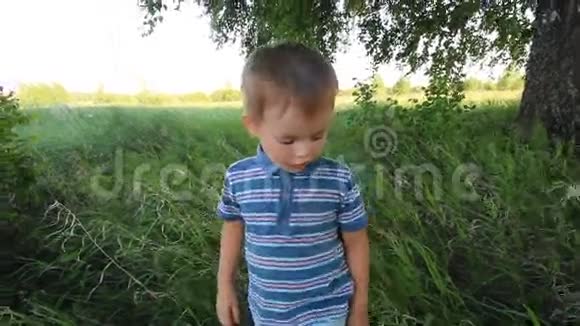 一个小男孩走在小路的边缘视频的预览图
