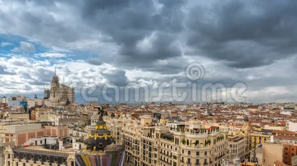 马德里历史中心鸟眼街景视频的预览图
