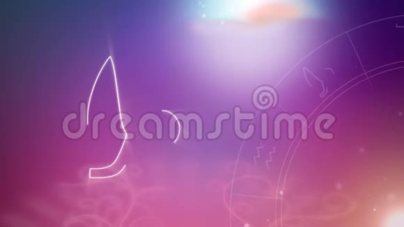摩羯座的黄道星座和黄道轮的紫色至粉色背景视频的预览图
