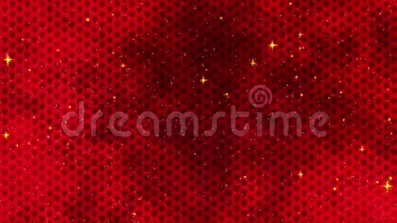 红色的中国新年背景金色的星星闪闪发光龙图案3D绘制循环动画4k视频的预览图